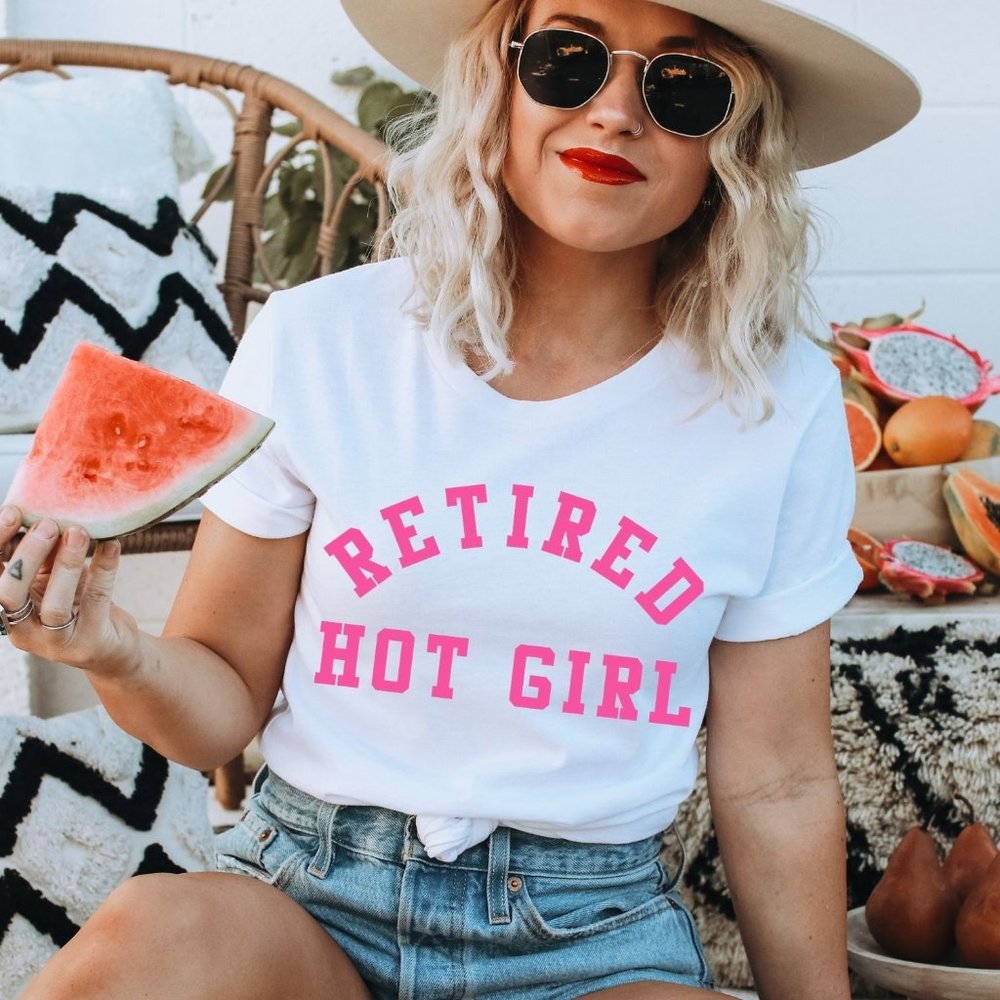 NEW Womens Retired Hot Girl Statement Slogan Tee
